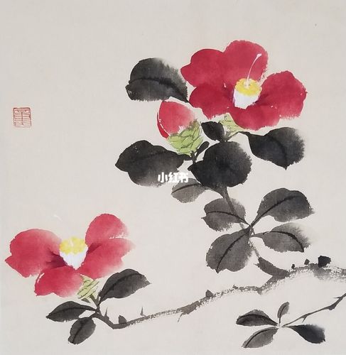 《国画写意山茶花》_绘画_山茶花_寻找小红书绘画大神