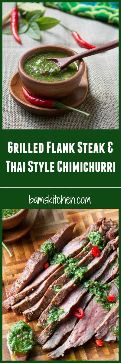 grilled flanks steaks with thai style chimichurri / http://bams