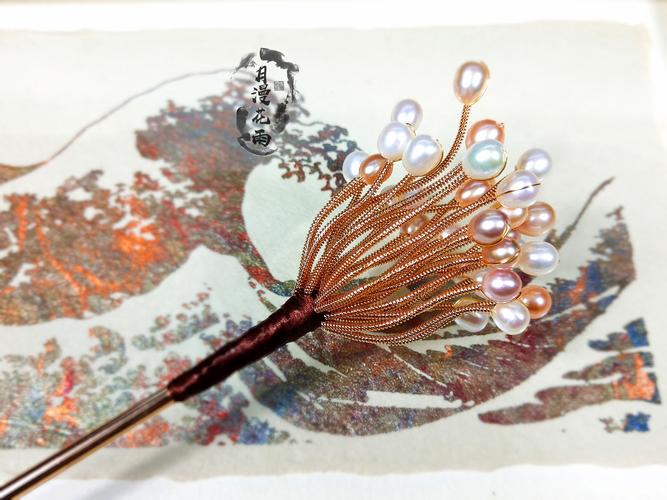 发簪珍珠月漫花雨淡水颤簪颤珠明制汉服发饰发饰