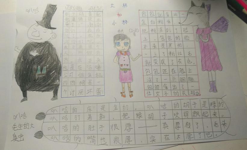 兴盛丽景小学四三班——《大林和小林》5-8章手抄报作品
