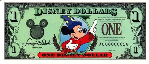 迪斯尼1997年版1 dollar纸钞