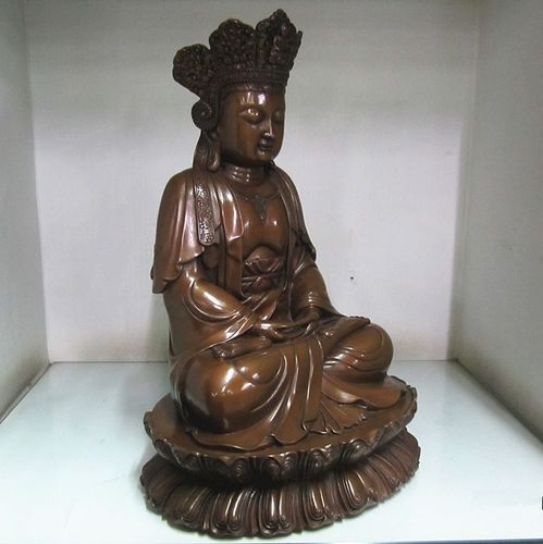 故里铜工艺品铜佛像铜像摆件铸铜雕塑厂家铜观音菩萨像紫铜毗卢观音