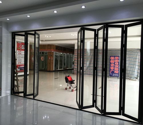 定制黑色大折叠门隔断铝合金推拉门阳台商铺办公室卫生间厨房白框