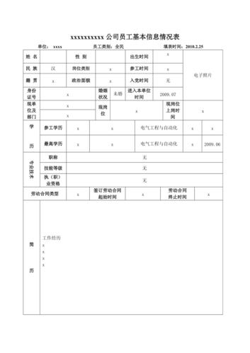 员工基本信息表
