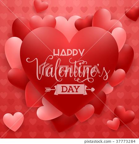 插图素材: happy valentines day background with red heart