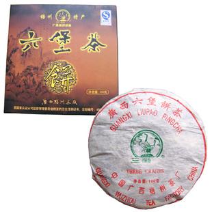 黑茶六堡!2007年梧州茶厂(三鹤)100克盒装小饼(部分长金花)包邮