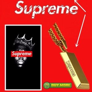 新款欧美日韩潮牌 supreme 土豪金砖项链 hiphop 金块项链