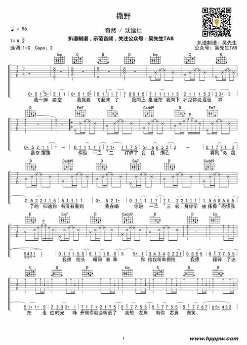 撒野吉他谱简单版