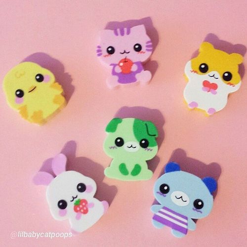 daiso精品百货铺卡通动物小狗猫兔子鸭子仓鼠造型可爱橡皮擦 代购