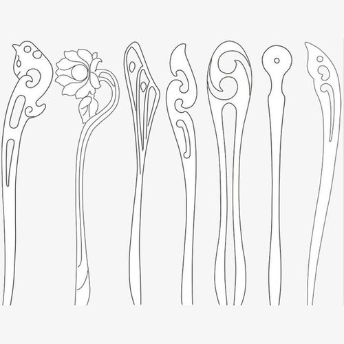 手绘古风发簪图样