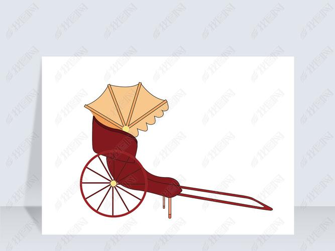 黄包车插图卡通民国交通工具简笔画漫画免扣png素材