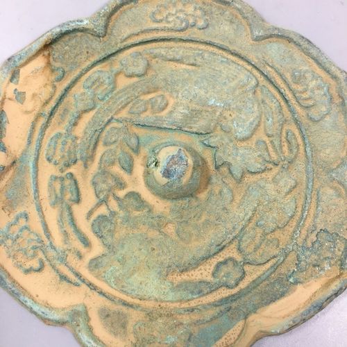 新品仿古影视拍照汉代青铜镜仿古铜镜葵镜摆件 花边龙凤铜镜