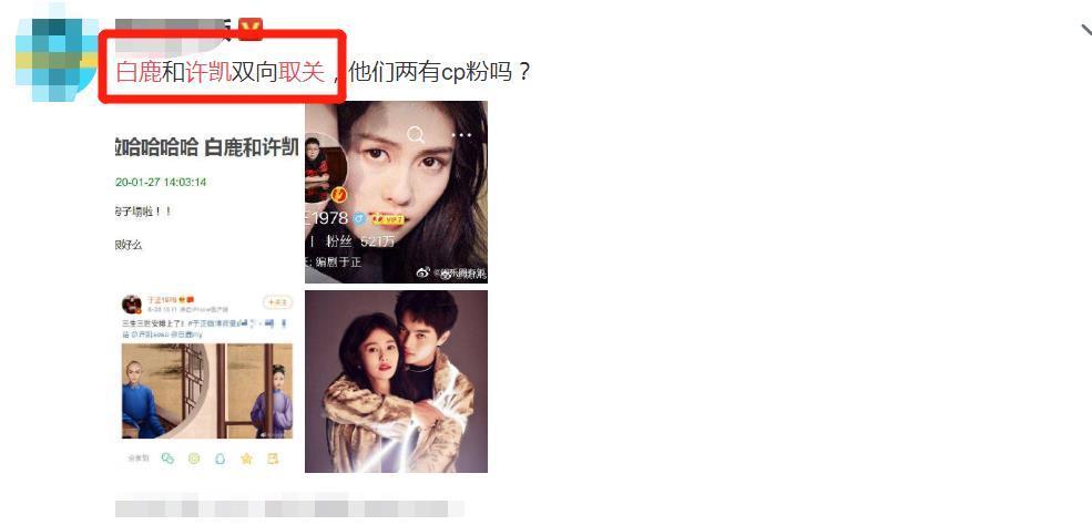 许凯白鹿双向取关,"摇澜cp"要分道扬镳?这回粉丝意难平了