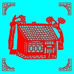 房子一边盖剪纸