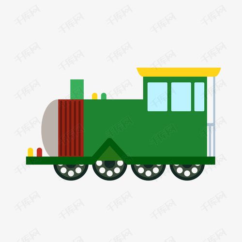 绿色蒸汽火车头插画