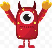 卡通独眼红色怪兽
