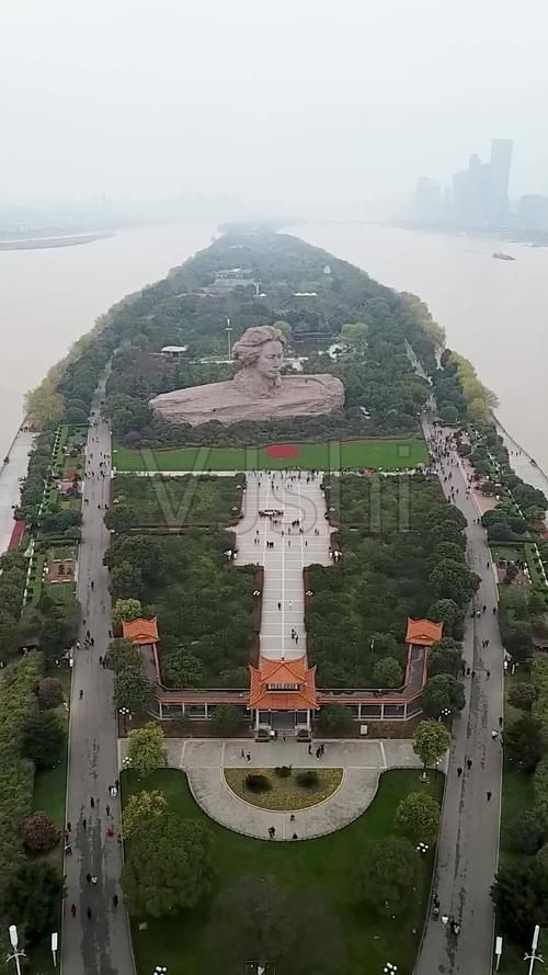 航拍星城长沙橘子洲全景