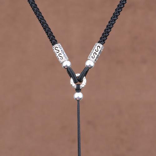 调节挂件绳子纯银手编挂脖项链玉石配绳和田绳