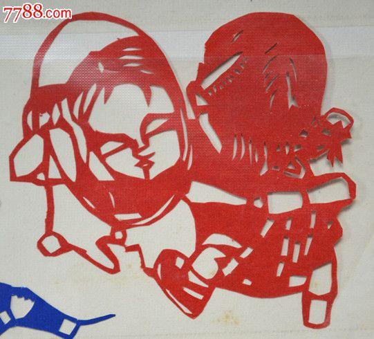 人物和动物剪纸(五张合售)