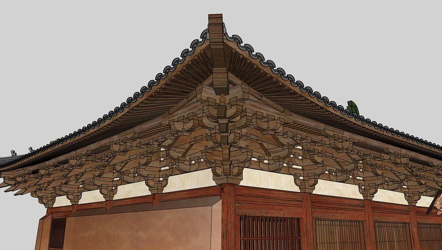 五台山佛光寺东大殿su古建筑模型