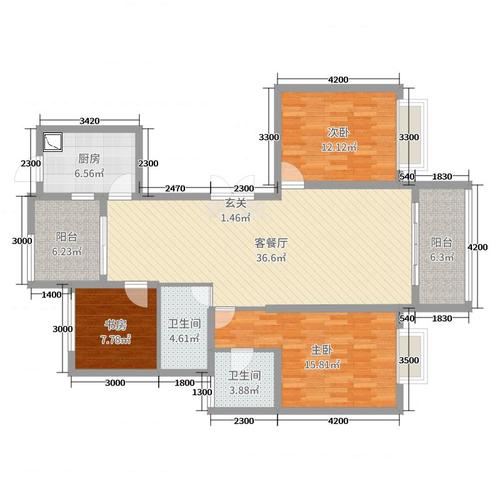 中国户型大全 河源 天和城 3室2厅2卫1厨 130㎡及以上