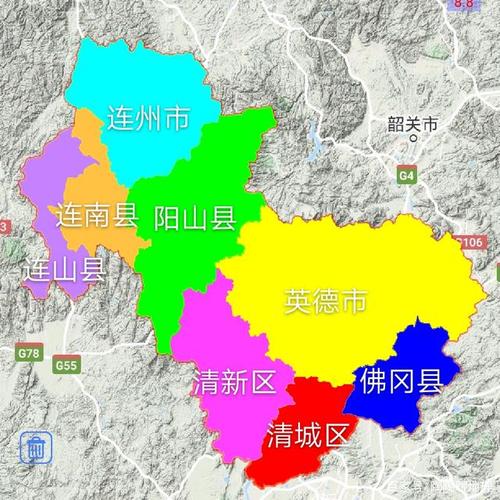 清远市2区2市4县,建成区面积排名,最大是清城区,最小