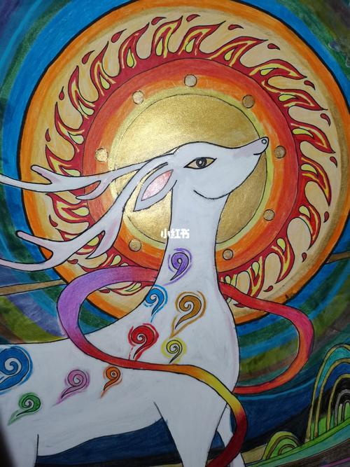 《九色鹿》原创(附过程图)_绘画_画画_文化_绘画