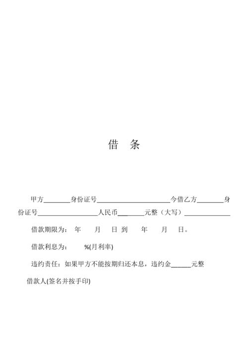 个人借款借条