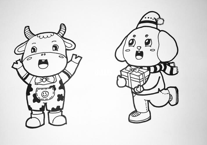 幼师考编简笔画-拟人动物_幼师_简笔画_t恤_百搭_背带裤_裤子_文化