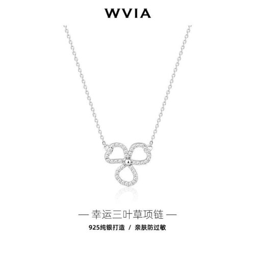 925纯银三叶草项链2021年新款女简约气质ins风锁骨链