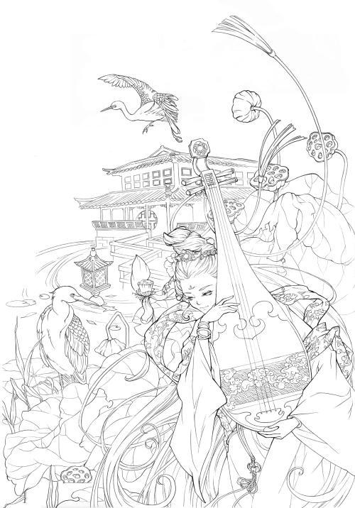 琵琶行古诗配画简笔画