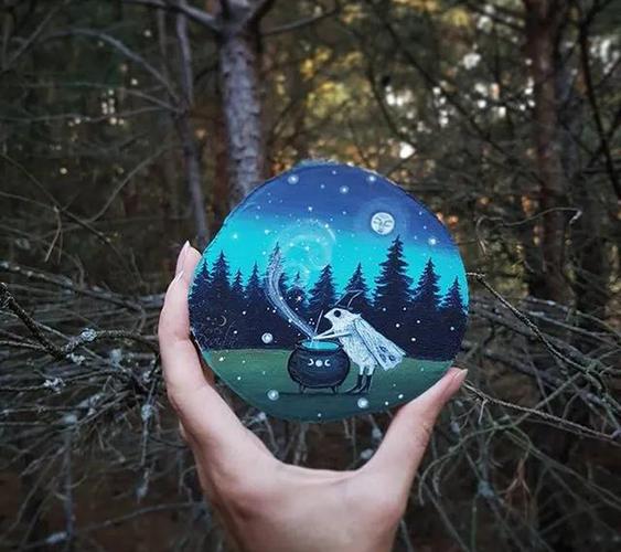石头彩绘图片 | 废弃的木头切成了片画上画竟然这么美!