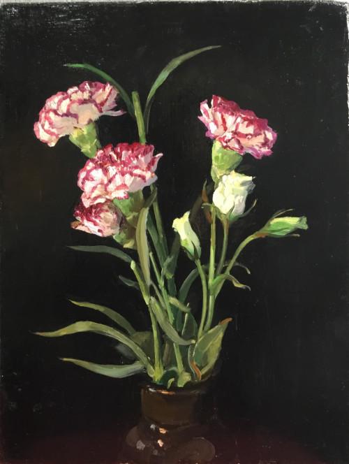 康乃馨和桔梗 油画30*40cm  1800