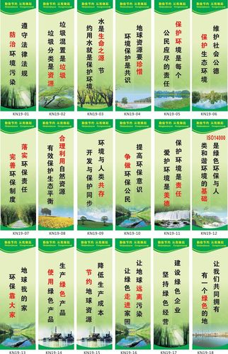绿色环保贴画保护环境节约宣传标语环境污染iso14000宣传挂图kn19