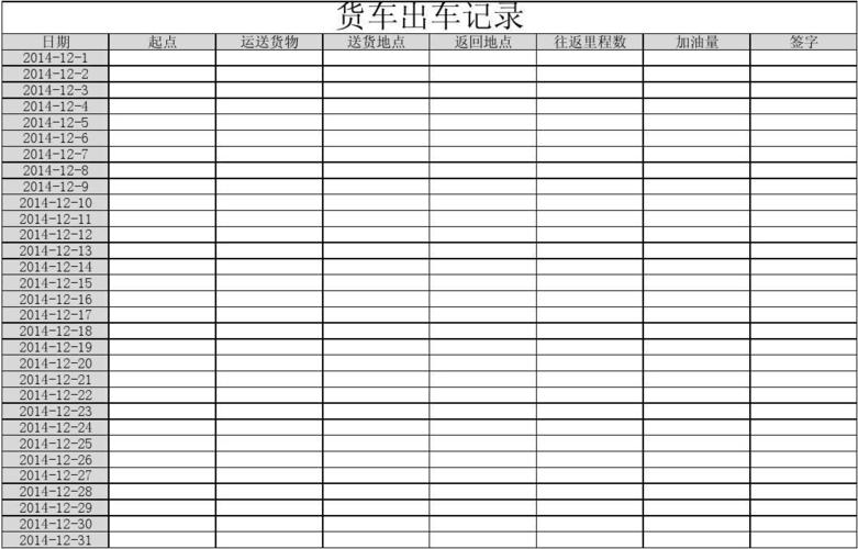 公司货车出车记录