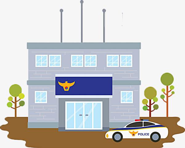 停在公安局门口的警车
