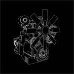 手绘线描发动机矢量图下载