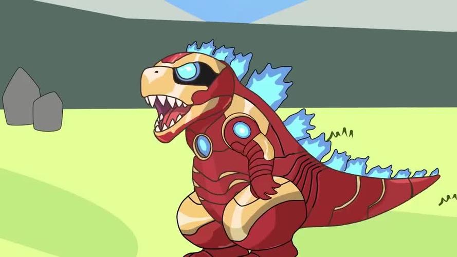 迷你哥斯拉机械哥斯拉的战斗 动漫特效