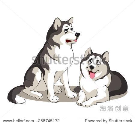 阿拉斯加雪橇犬卡通简笔画