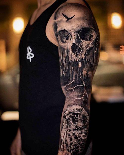 上海纹身写实花臂纹身图案