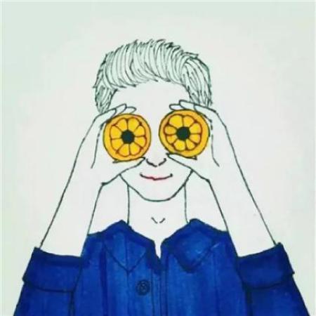 小清新情侣头像卡通一对两个人闭着眼睛思念心中的他