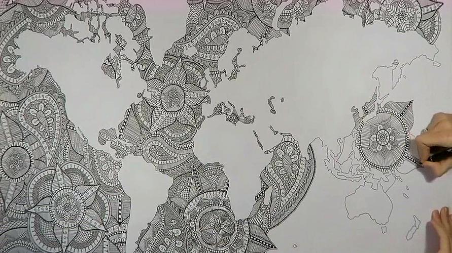 世界地图手绘板:国外美女手绘世界地图,引发网友评论"神技"!