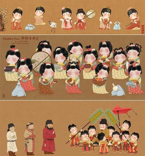 儿童画教程丰腴之美卡通画唐代仕女