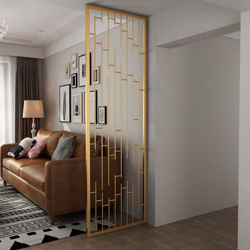 进门屏风隔断客厅简约现代铁艺镂空玄关轻奢北欧入户不锈钢小户型