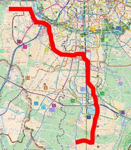 ▼成都地铁15号线线路图(调整后)