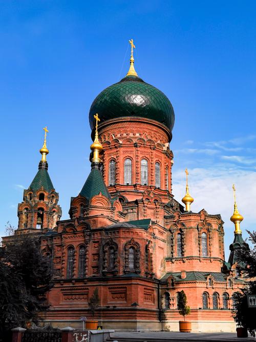 受疫情影响国庆节期间空荡荡的哈尔滨圣索菲亚教堂景点