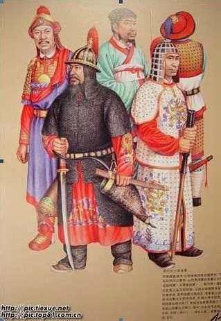 17,图为明代武士复原图.明代军士服饰有.