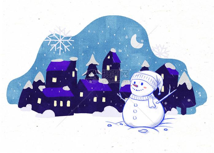 冬天的雪人插画图片下载-正版图片401673190-摄图网