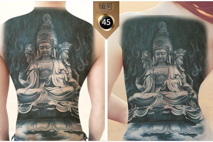 满背纹身贴防水男女持久鲤鱼孙悟空关公赵云后背仿真刺青花臂贴纸