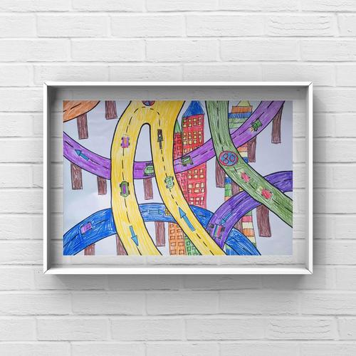 其它 玉小空中画廊 写美篇一年级《层层叠叠的高架桥》 参考上教版 "